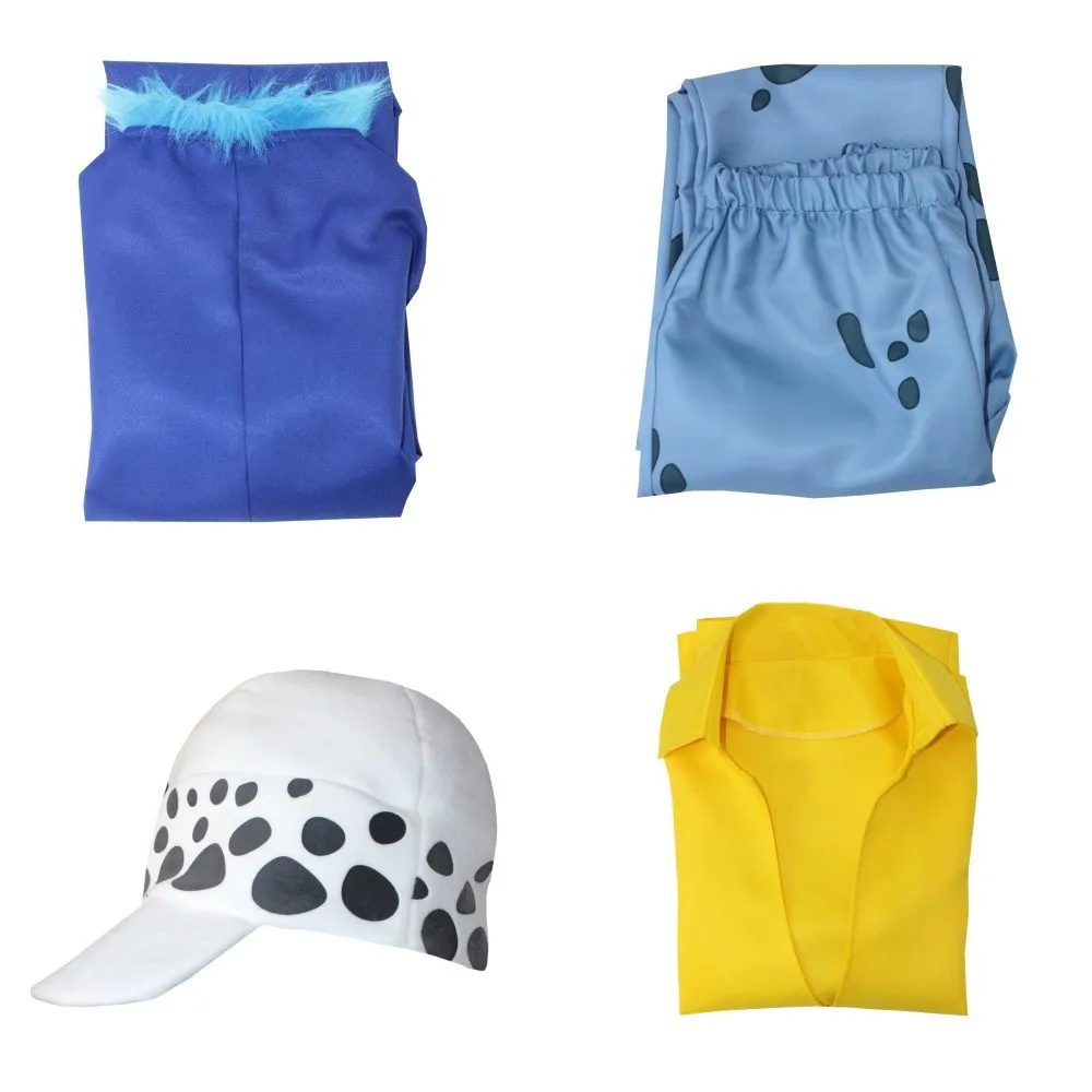 Anime Water Law Tra Falgar Cosplay Costume Cartoon Trafalgar D Cosplay Suits Uniform For Men Halloween Coat Death Technician Hat