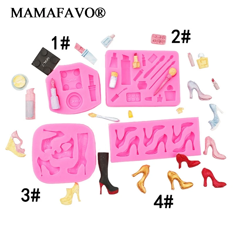 Perfume High Heels Lipstick Powder Brush Silicone Sugarcraft Mold Fondant Cake Decorating Tools Cupcake Chocolate Baking Molds
