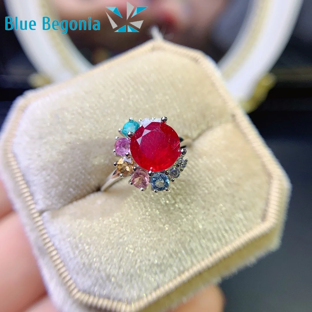

Ruby Ring 925 Sterling Silver Fine Jewelry for Women Anniversary Gift 8*8MM Gemstone