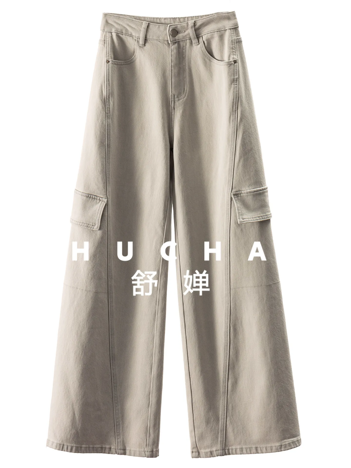 

Cargo Pants Premium Light Grey High Waist Straight Wide Leg Jeans Women's 18K5 Boyfriend Jeans for Women Wide Leg Jeans