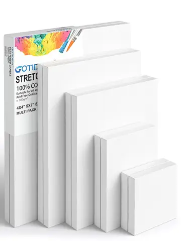 4 개의 흰색 빈 사각형 아티스트 캔버스 나무 보드 프레임 코튼 아티스트 캔버스 보드 유화 아크릴 수채화 팩