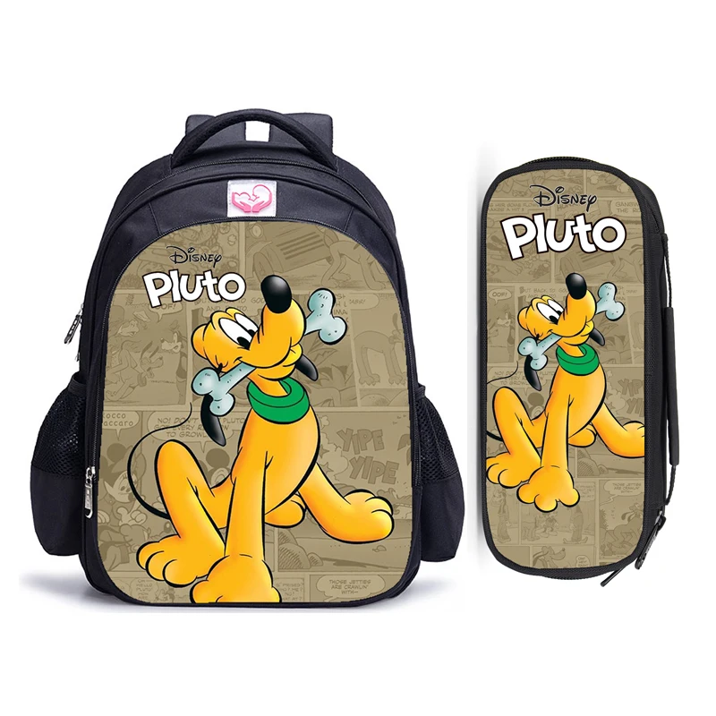 16 Inch Cartoon Pluto Mickey Backpack Boy Girl School Shoulder Bag Student Children School Bags College Rucksack Mochila