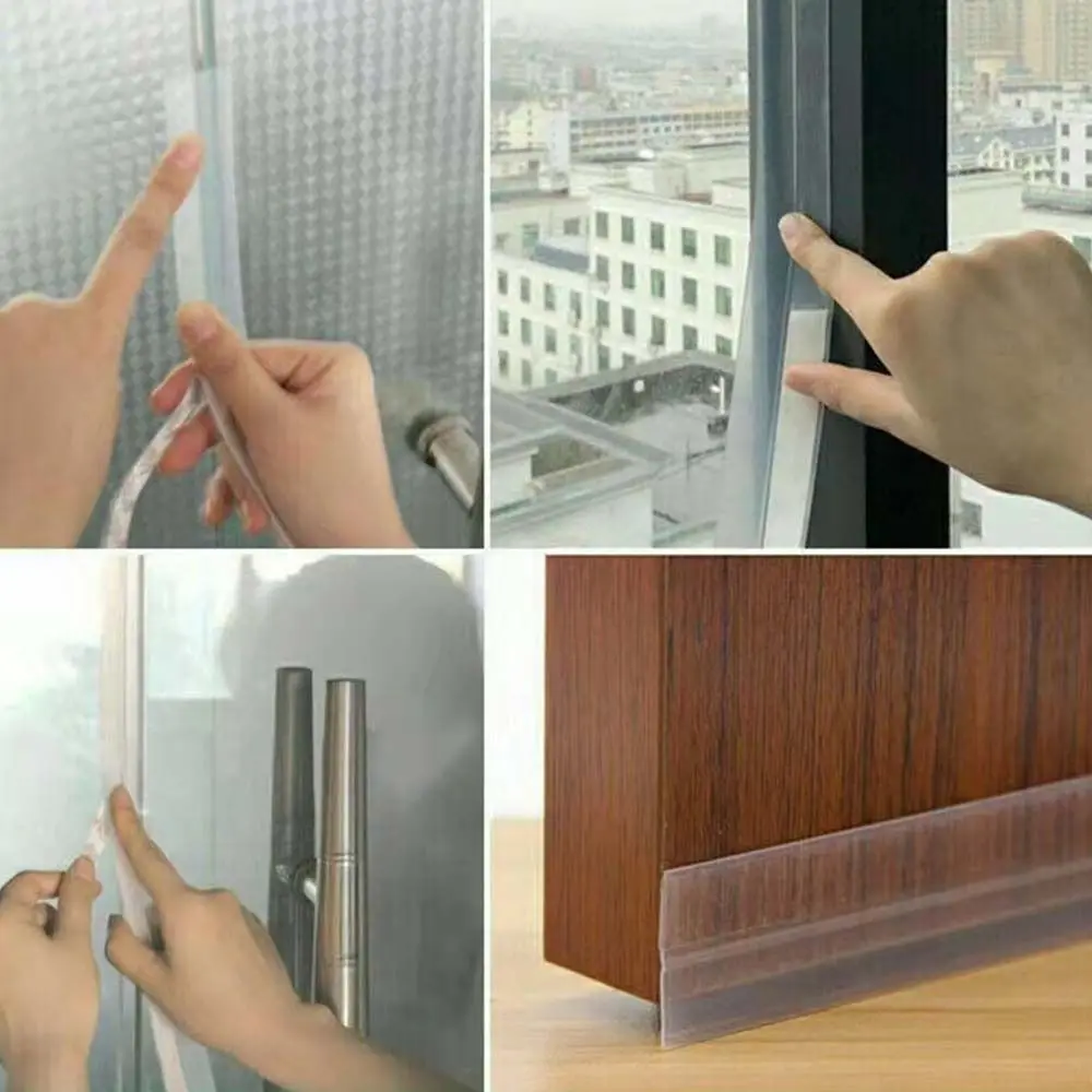 Auto-adesivo vedação da janela da porta de borracha quente à prova de insetos tira de vedação inferior da porta à prova de vento fita de vedação de silicone à prova de som