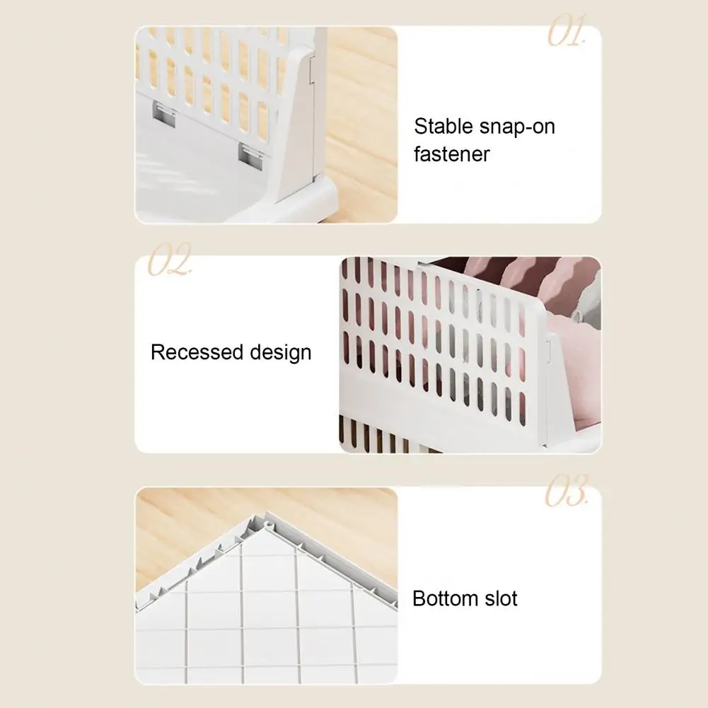 Stackable Storage Drawer Foldable Storage Basket Multi-Purpose Storage Container Closet Organizer For Bedroom Laundry Room