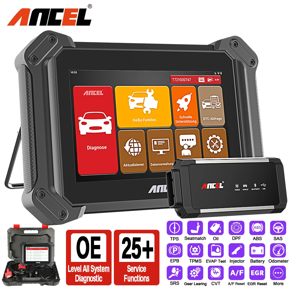 ANCEL V6 PRO OBD2 Scanner Bi-Directional Car Diagnostic Scan Tool Bluetooth IMMO ABS Bleed Oil Reset DPF EPB Code Reader