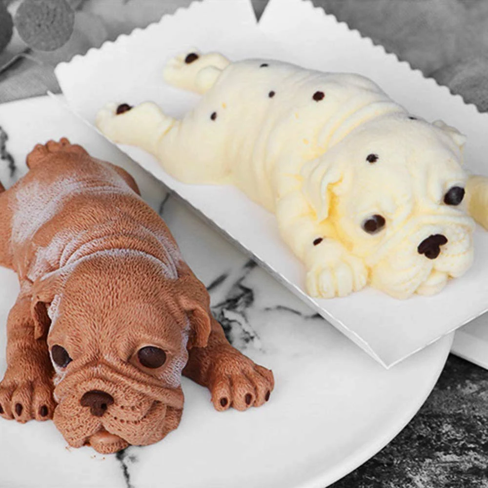 3D Shar Pei Dog Shape Silicone Mold, Cute Mousse Cake Mould, Candy, Ice Cream, Pudding Baking Decoration Tool, Kitchen Gadgets