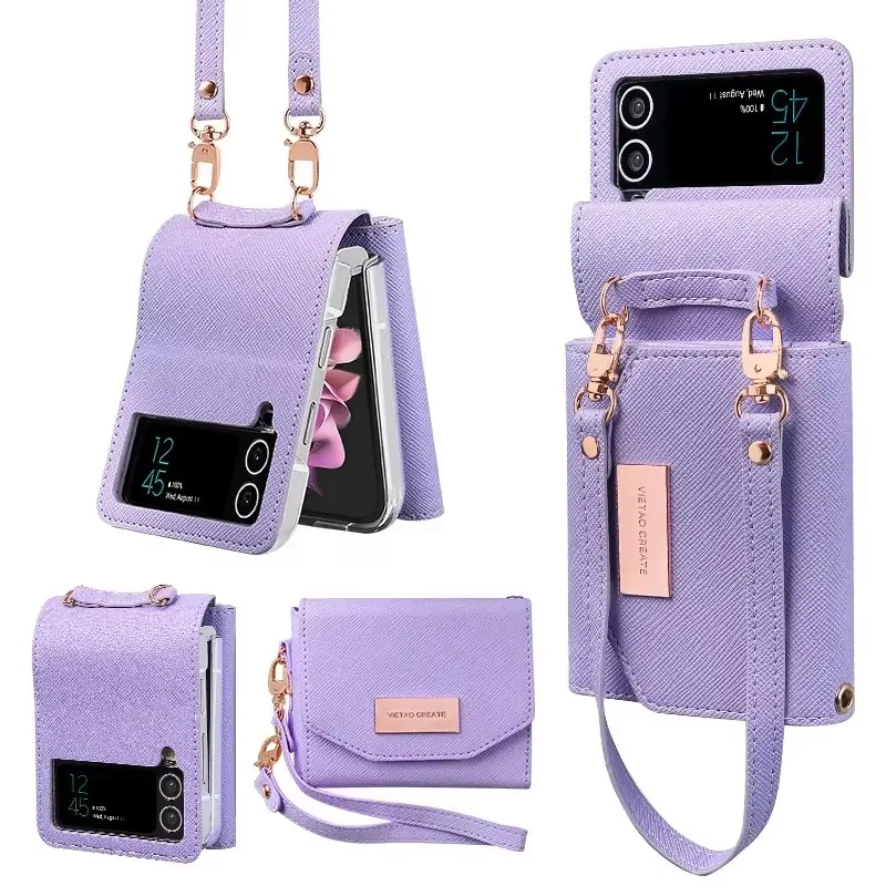 

Handheld Wristlet Wallet Purse Cover For Samsung Galaxy Z Flip 6 5 4 3 Lanyard Holster Card Protective Case Z Flip4 Flip5 Flip6