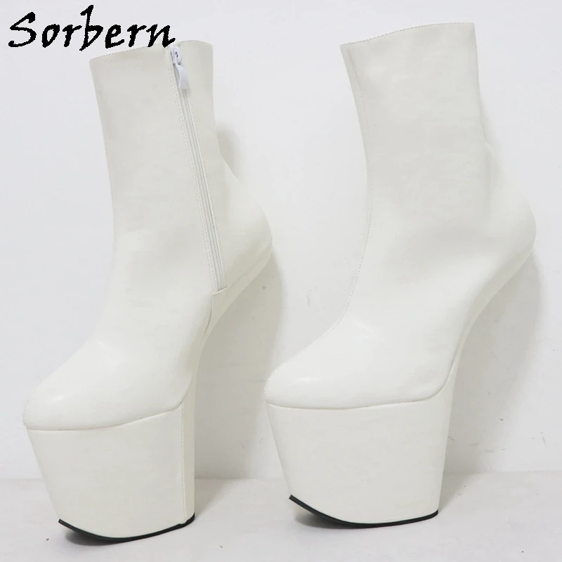 Sorbern Hoof Heels Ankle Boots For Womens Black Matte Unisex Night Club Boot Drag Queen Lady Gaga Shoes Multi Colors