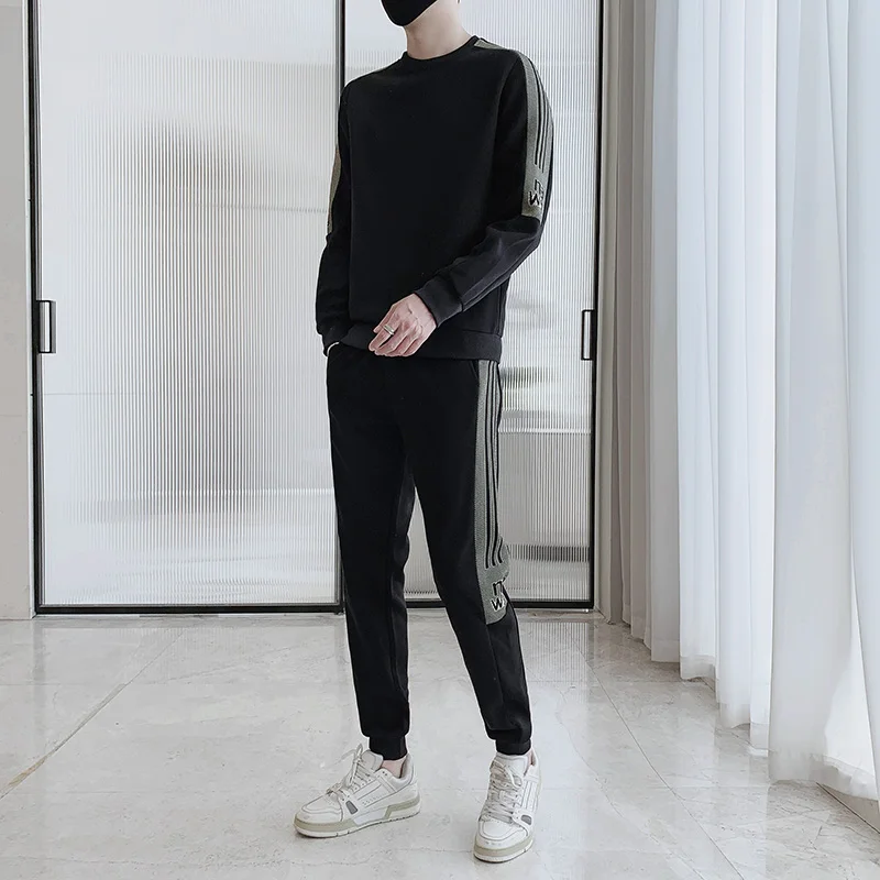 Men Sport Jacket Pullover Sweatshirt Tops Pant Sweater Trouser Long Sleeve Sweatsuits Sweatpants Set 2Pcs Suit Casual Streetwear