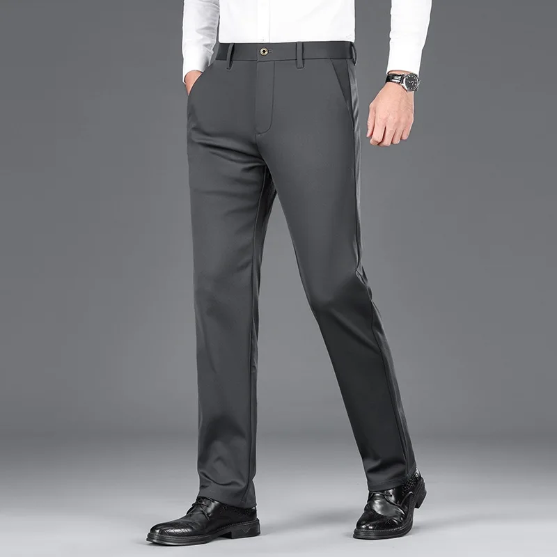 

2024 Men's Spring and Summer Thin Casual Pants Non-Ironing Straight Stretch Business Casual Pants