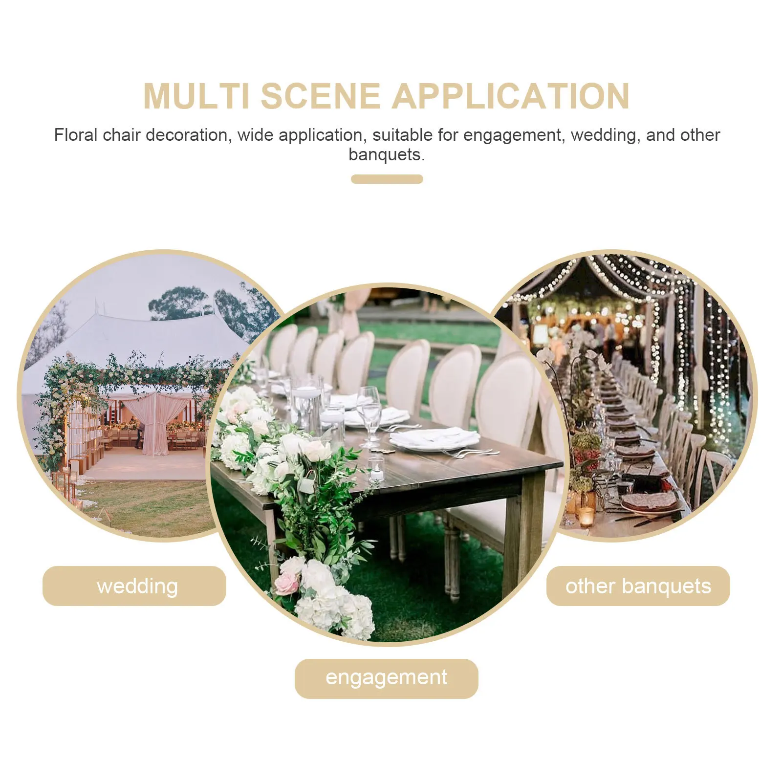 

Artificial Flower Chair Back Bouquet Chiffon Ribbon Wedding Ceremony Floral Chair Decoration Aisle