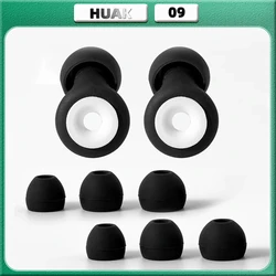 HUAK Quiet Ear Plugs for Noise Reduction - Super Soft, Reusable Hearing Protection - 8 Ear Tips in XS/S/M/L-Extra Accessories