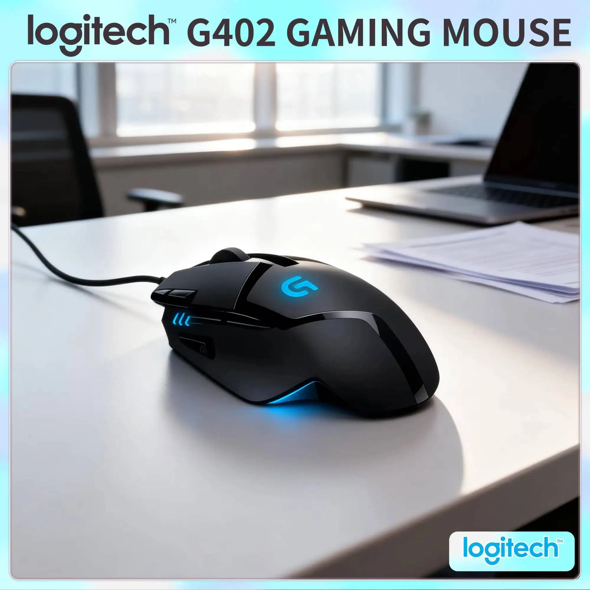 

Smooth Gaming Logitech G402 Wired Mouse 4000 DPI 8 Buttons 1ms Report Rate for PC Laptop Gaming Gamer