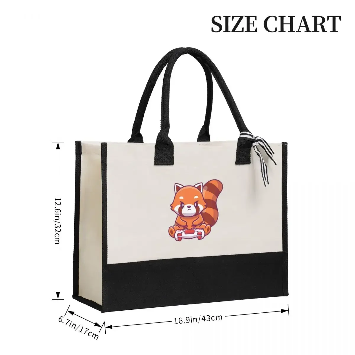 Bolsa de compras de lona para regalo, bolsa de lona de gran capacidad, Panda Rojo para juegos, regalos de calidad personalizables