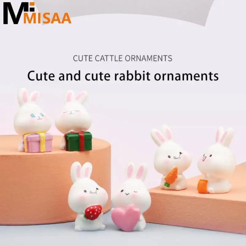 Cute Bunny Ornament Lifelike Safety Environmental Protection Resin Cartoon Home Decoration Resin Ornaments Smear Evenly