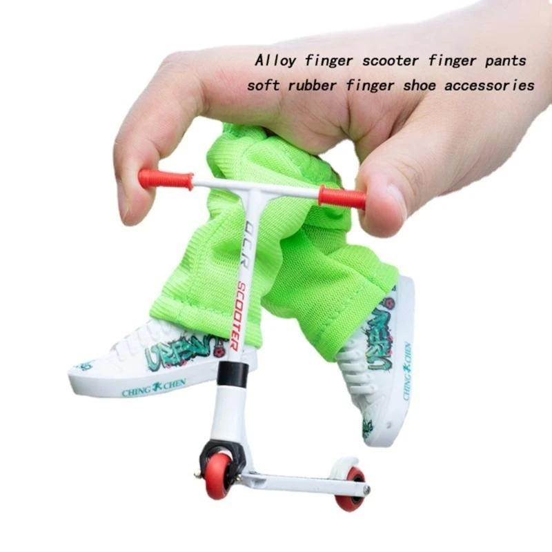 Ensemble jouets Scooter à doigts en alliage, Mini planches à roulettes avec pantalons, chaussures, accessoire d'outils