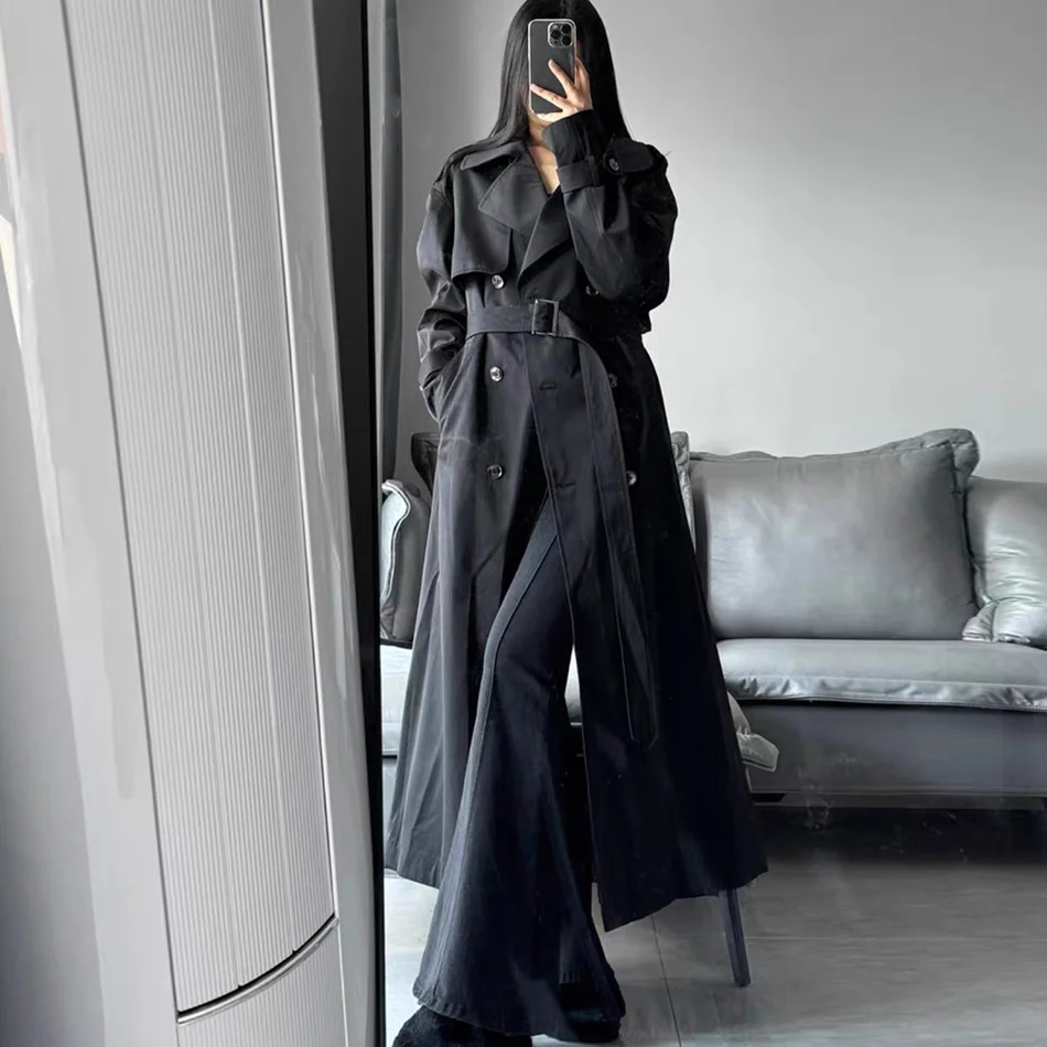 Offer Coats Woman Leather Y2k Trench Coat Features Summer Emo Lengthened Dry College Woman'S Senior Below-The-Knee Springautumn
