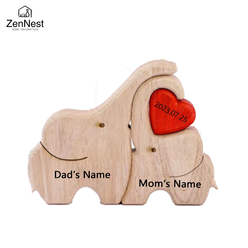Elefant Home Custom Name Puzzle Ornament DIY Holz Elefant Puzzle Home Decor Kostenloses individuelles Geburtstagsgeschenk Thanksgiving-Geschenk – Detail 8