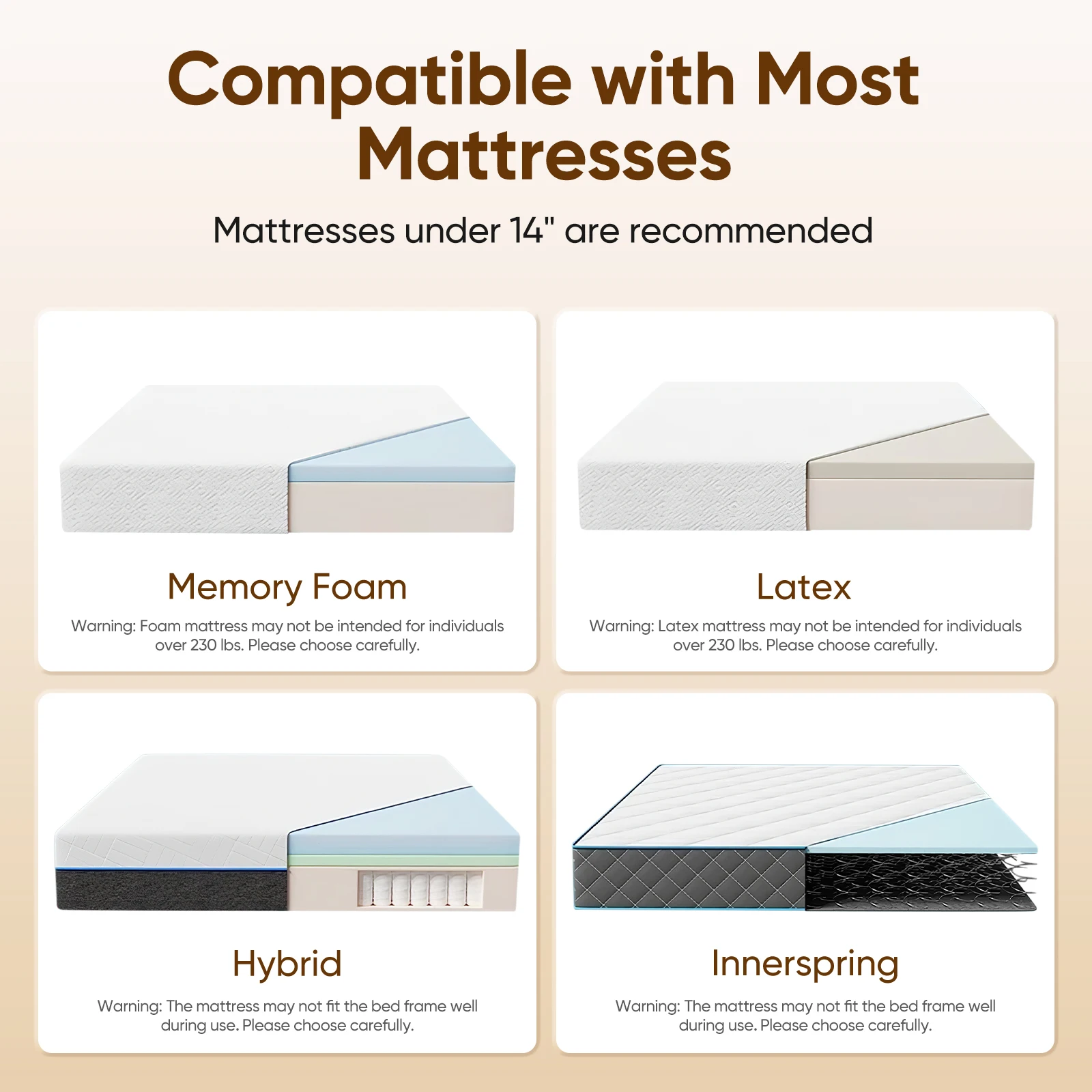 Marco de cama ajustable TXL, Base de cama tamaño King, Compatible con la mayoría de colchones para sala de estar, muebles de dormitorio