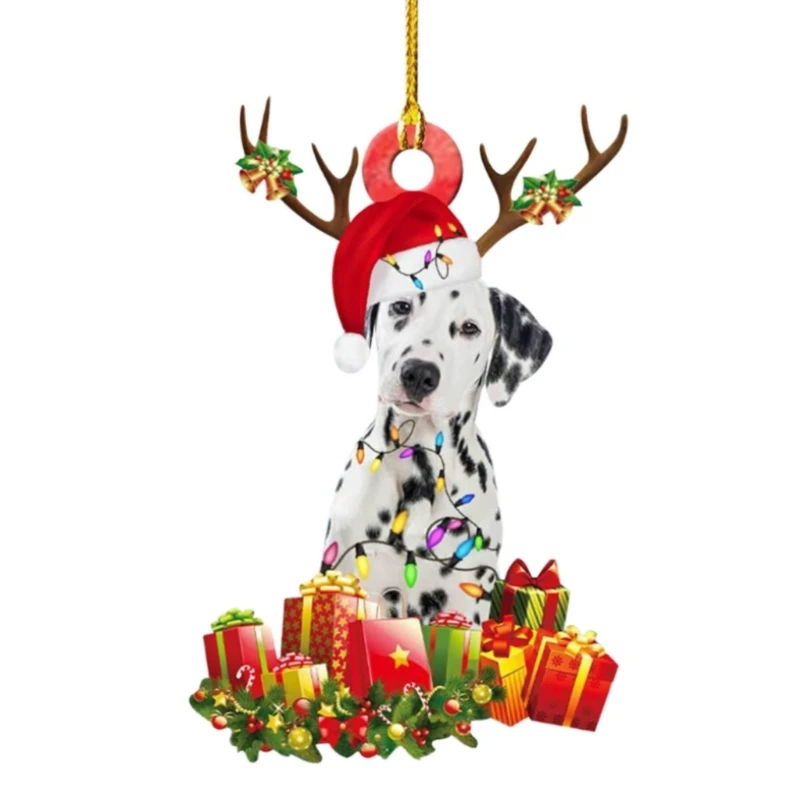 เครื่องประดับสุนัขคริสต์มาสไม้ Xma Tree ป้ายแขวนรูปปั้นตกแต่งจี้ Drop Ship