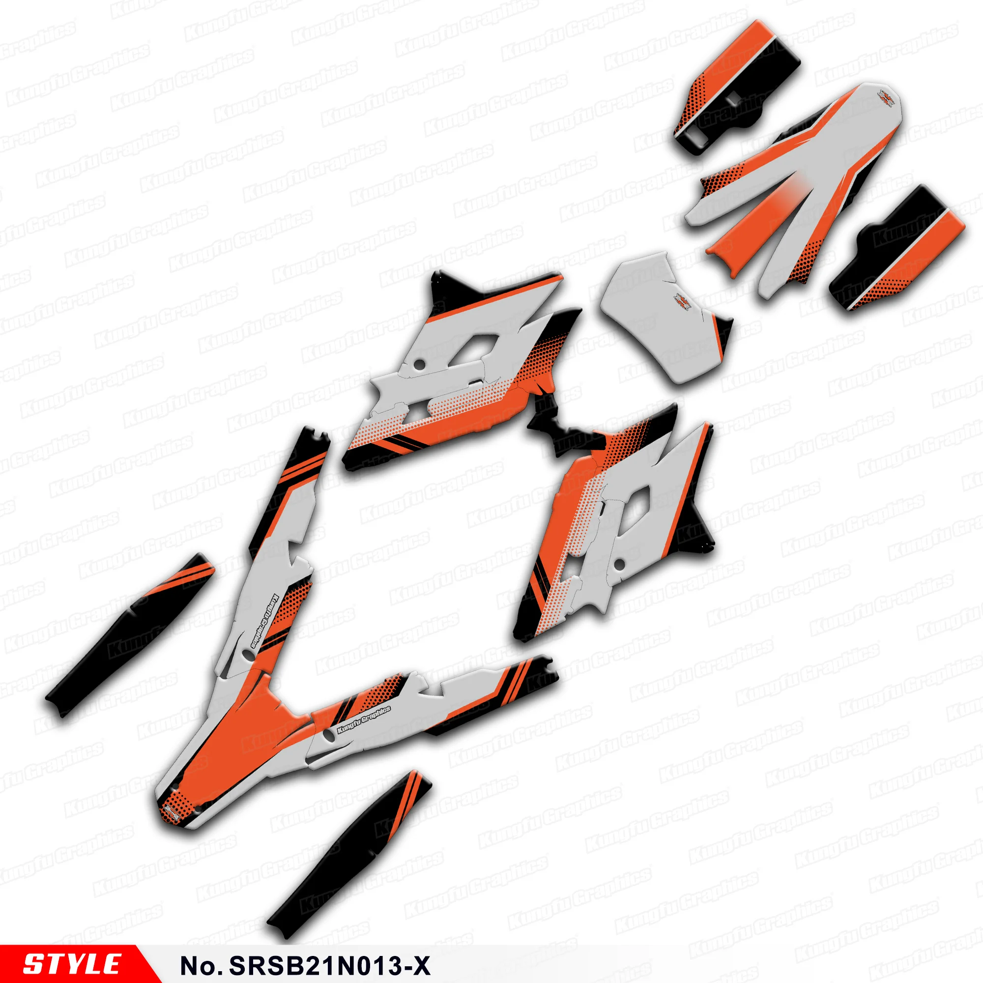

Rebuild Stickers Set Graphics for Surron Storm Bee Electric Dirt Bike Grey Orange, Style No.SRSB21N013-X