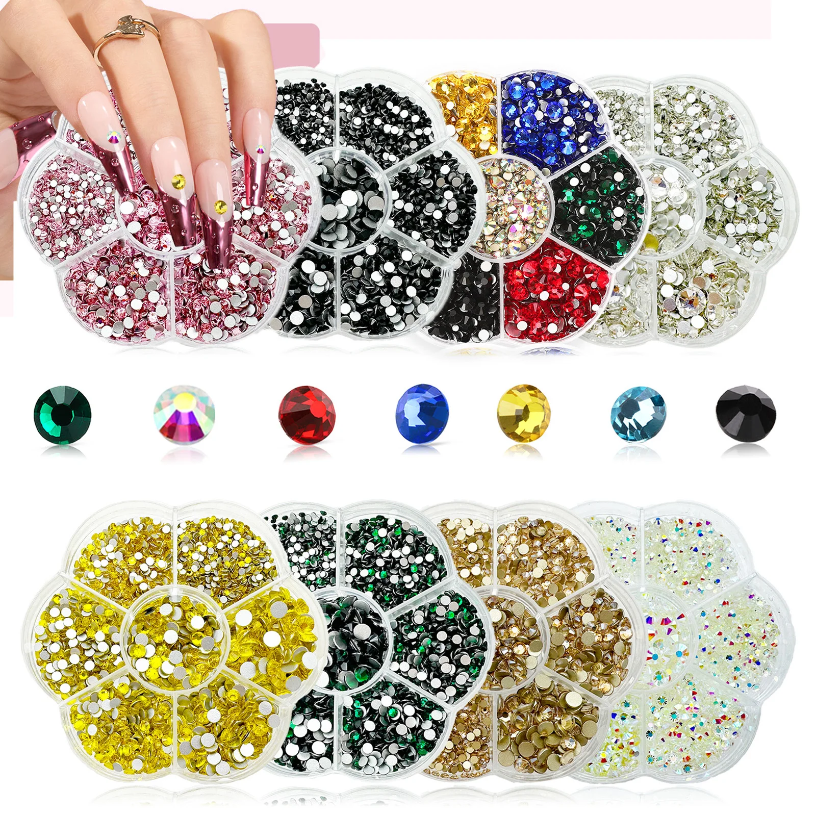 2000PCS nail rhinestones, flat back rhinestones, white nail rhinestones used for makeup, clothing and shoe decoration