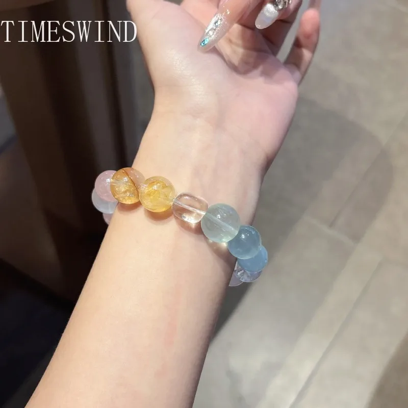 TIMESWIND Original Crystal Blue Yellow White Pink Round Beaded Women Bracelet Fashion Jewelry with Certificate