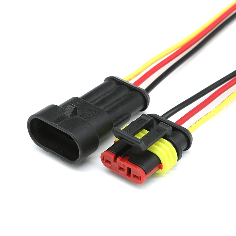 3Pin  AMP Superseal Waterproof Connector Male and Female harness 0.75mm² (18AWG) 14CM  282105-1 282087-1