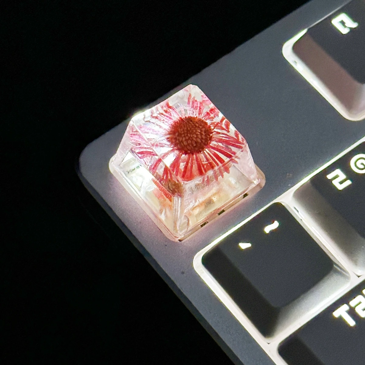 DIY drip glue high Permeable needle Chrysanthemum dry spline cap True Flower Flower Mechanical keyboard key cap High quality 1pc