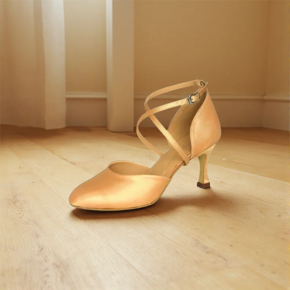 Evkoodance personalizza scarpe da ballo moderne da donna 7cm altezza tacco materiale satinato da sala quattro colori comode scarpe Evkoo-032