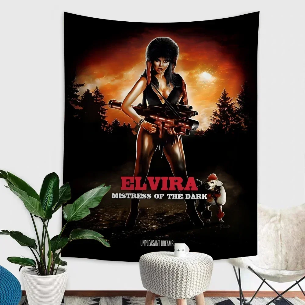 Film E-Elvira M-Mistress D-Dark Tapestry Art Printing Art Science Fiction Room Home Decor Wall Art Decor