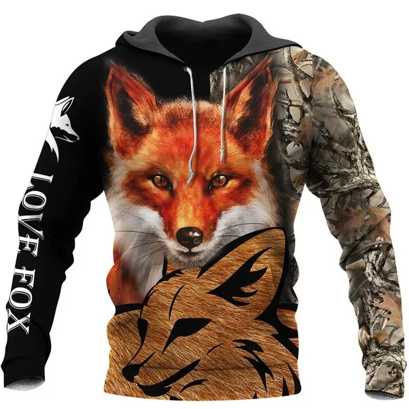 

Fashionable men's and women's casual street hip-hop Harajuku hoodie 3D printing cute fox sweatshirt unisex men's zipper hoodie