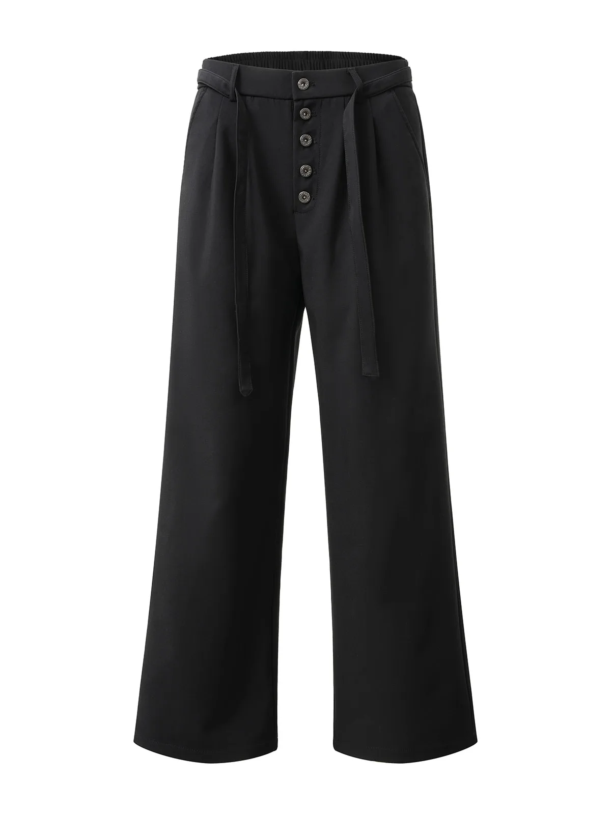 

Black Casual Straight Leg Suit Pants Men's Loose Fit Drapey Cuffed Trousers Old Money Style Online Exclusive Spring Season
