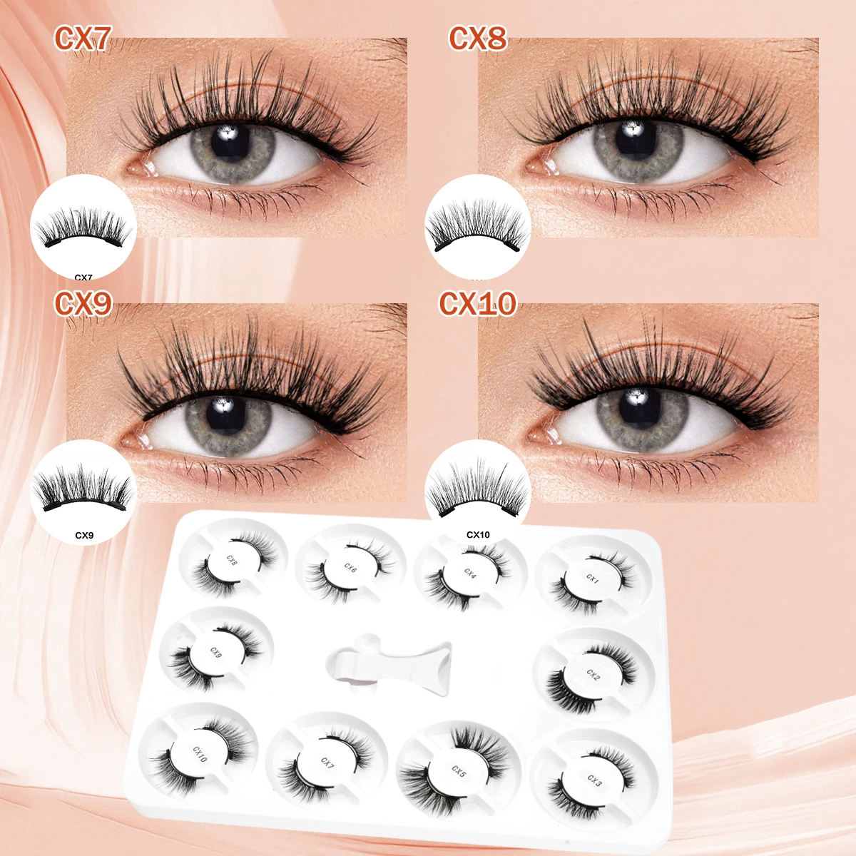 5/10 Pairs Magnetic Fake Eyelashes Kit Handmade Fluffy Faux Mink Lashes Curler 3D False Eyelashes Extension Makeup with Tweezers