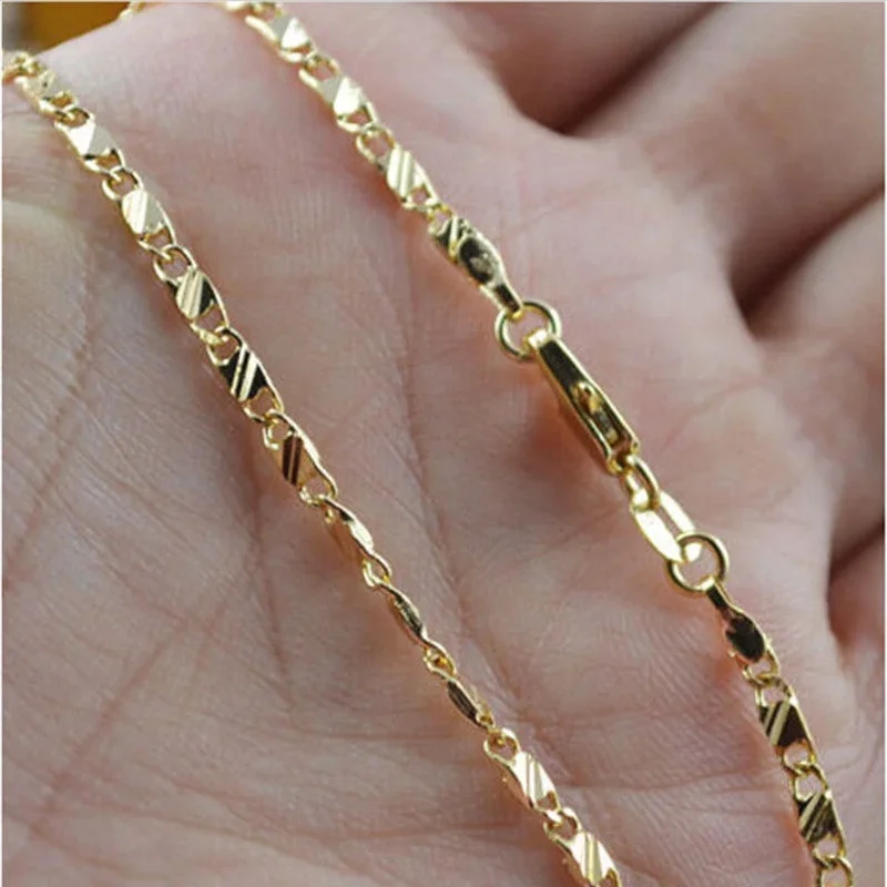 

New 925 Silver Exquisite Fashion 18K Gold Filled Necklace For Women Men Size 16-30 Inch Jewelry Chain Wholesale