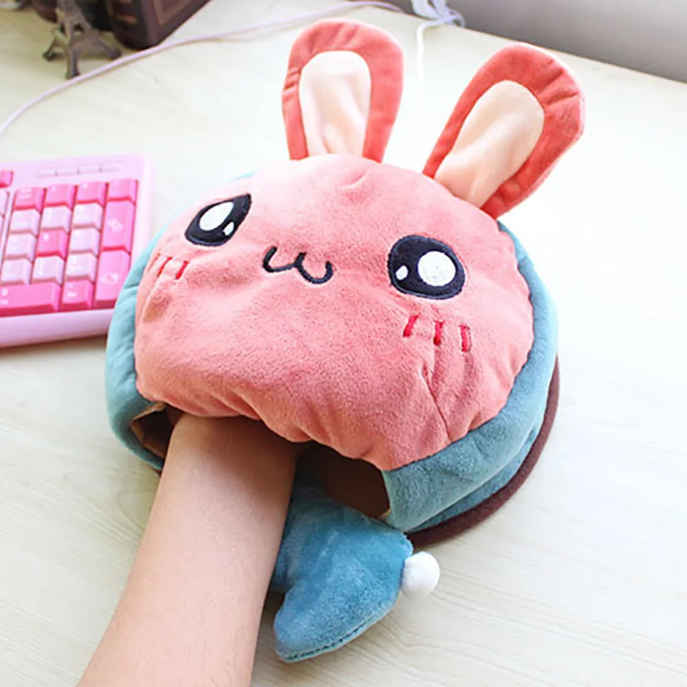 

Cute Cartoon Pluh Heating Mouse Pad with Wrist Rest Ergonomic Warming Mause Pad Rabbit Monkey Mice Pad for PC Desktop Girls Gift