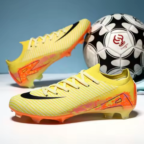 New Men Soccer Shoes Non Slip Football Boots Cleats Adult Training Boys Outdoor Sport Long Spikes Breathable Match Comfortable