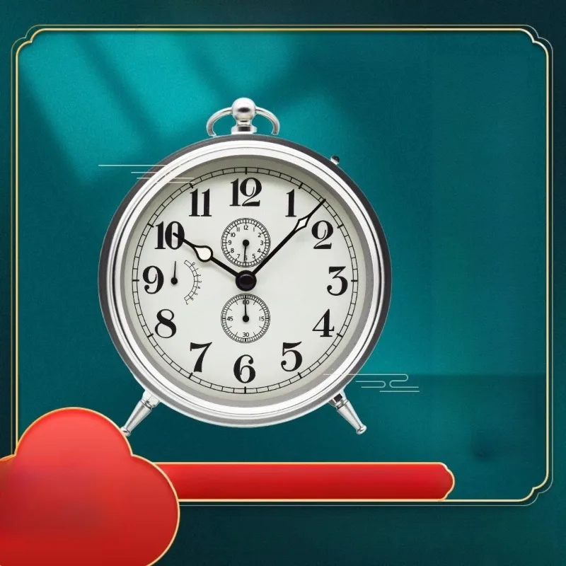 Mechanical movement, alarm clock, clockwork, old-fashioned metal clock, , large volume, bedroom, living room