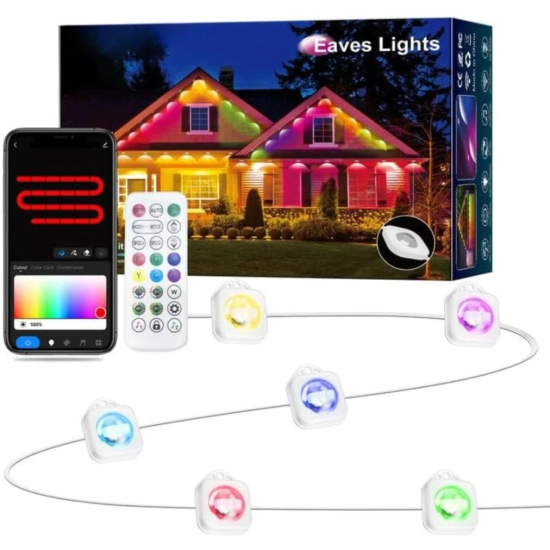 Permanent Outdoor Lights, Smart RGB Outdoor Christmas Eaves Lights for House with App Control Remote 300ft with 216 LED Lights