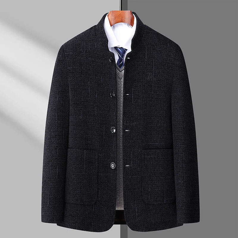 

Зимнее пальто Thiened Fce на пуговицах для мужчин среднего возраста, длинное, повседневное, деловое, из полиэфирного волокна