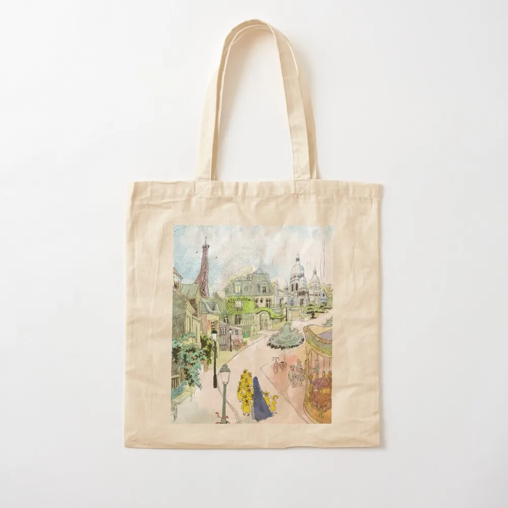 

Madeline Paris Street Watercolor Tote Bag tote bag canvas shopping cart bags Handbags women sac pour femme Canvas Tote Bag