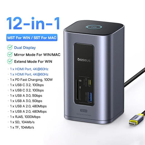 Baseus USB C HUB 12-в-1  HDMI 4K