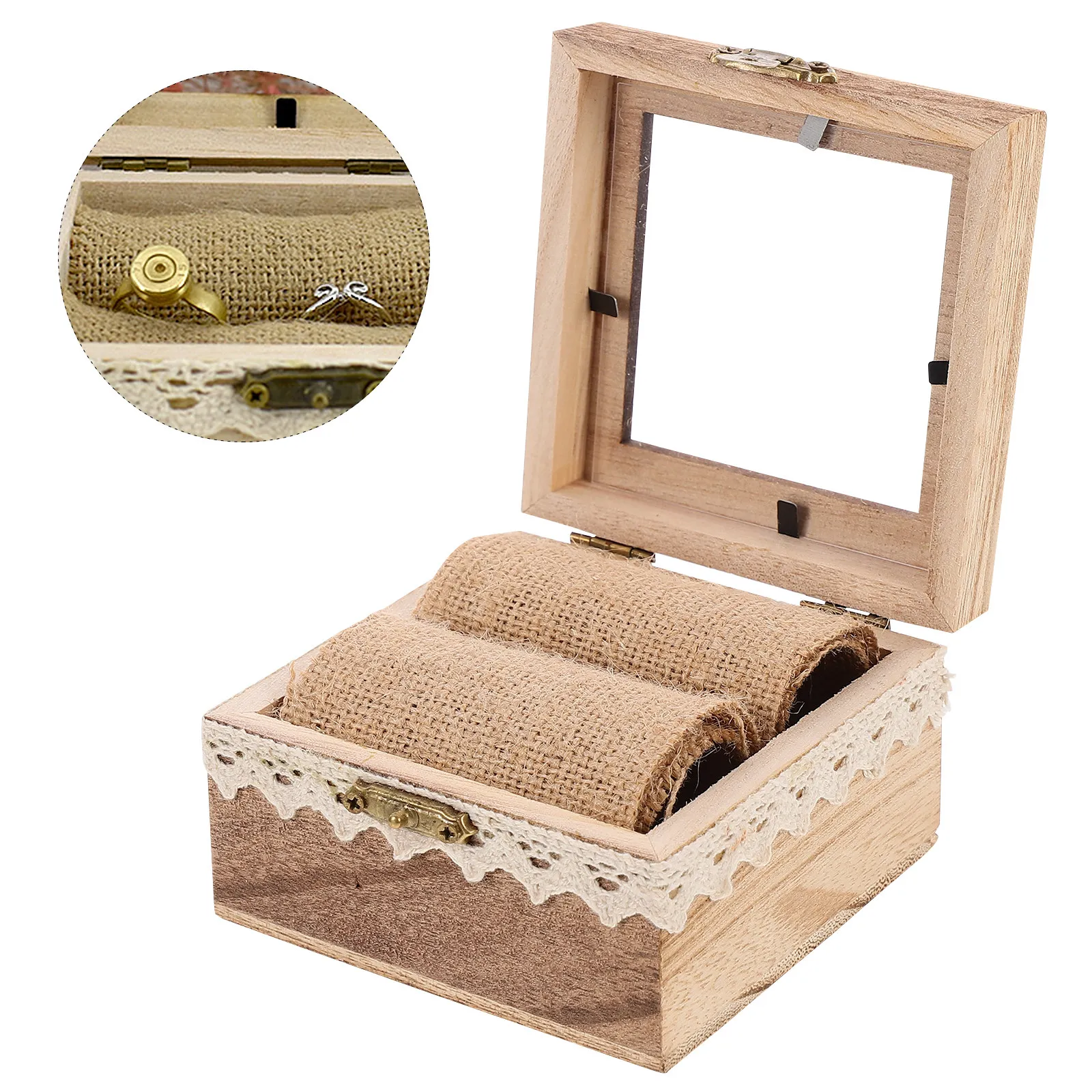 Exquisite Wooden Ring Case High Quality Jewelry Organizer Desktop Storage Box for Wedding Proposal Birthday Gift Decorative Ring