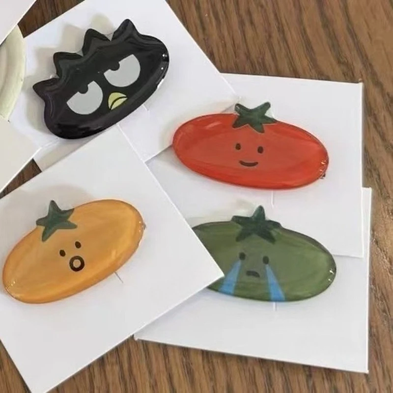 Cute Tomato Hair Clips Emoji Face Hairpins Happy Surprise Crying Creative Hair Accessories for Girls Bangs Side Hair Decoration