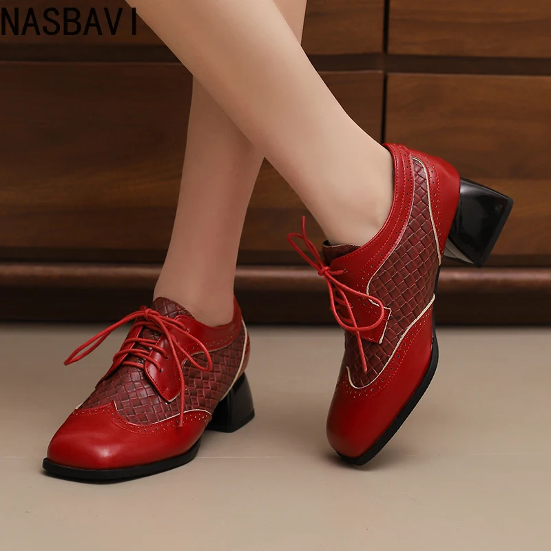 Elegant Low Heels Pumps Woman Loafers Shoes Large Size 45 Lace-up Casual Black White Red Pink Women's Heeled Party Wedding Shoes view 2