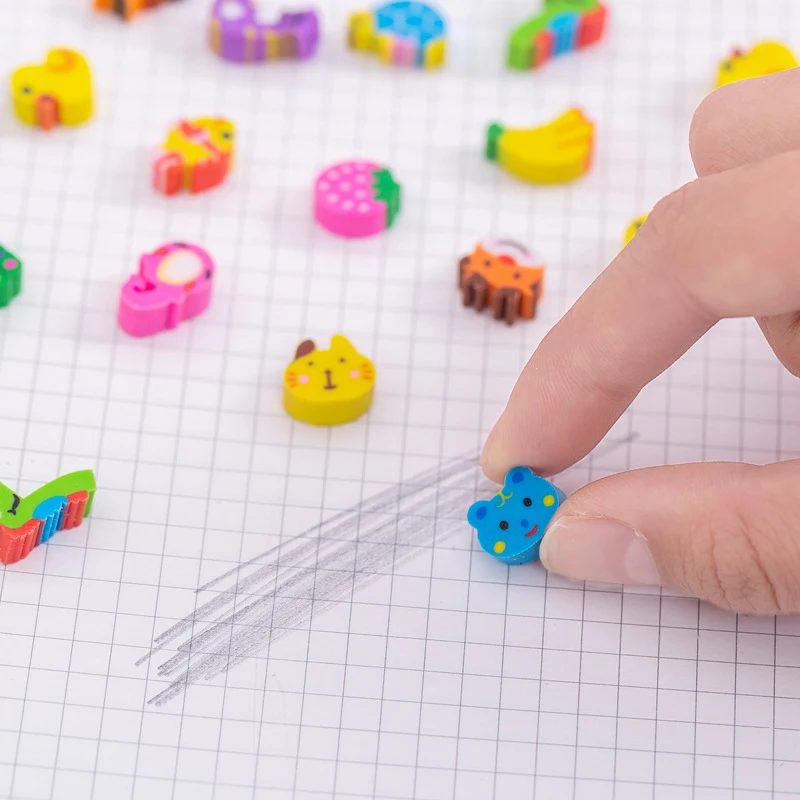 100 ~ 500 Stück Mini-Cartoon-Radiergummi in großen Mengen, mehrere Stile, farbiges Obst, Tier-Kuchen-Design, Schulbedarf, Studenten-Festival-Belohnungen, TMZ