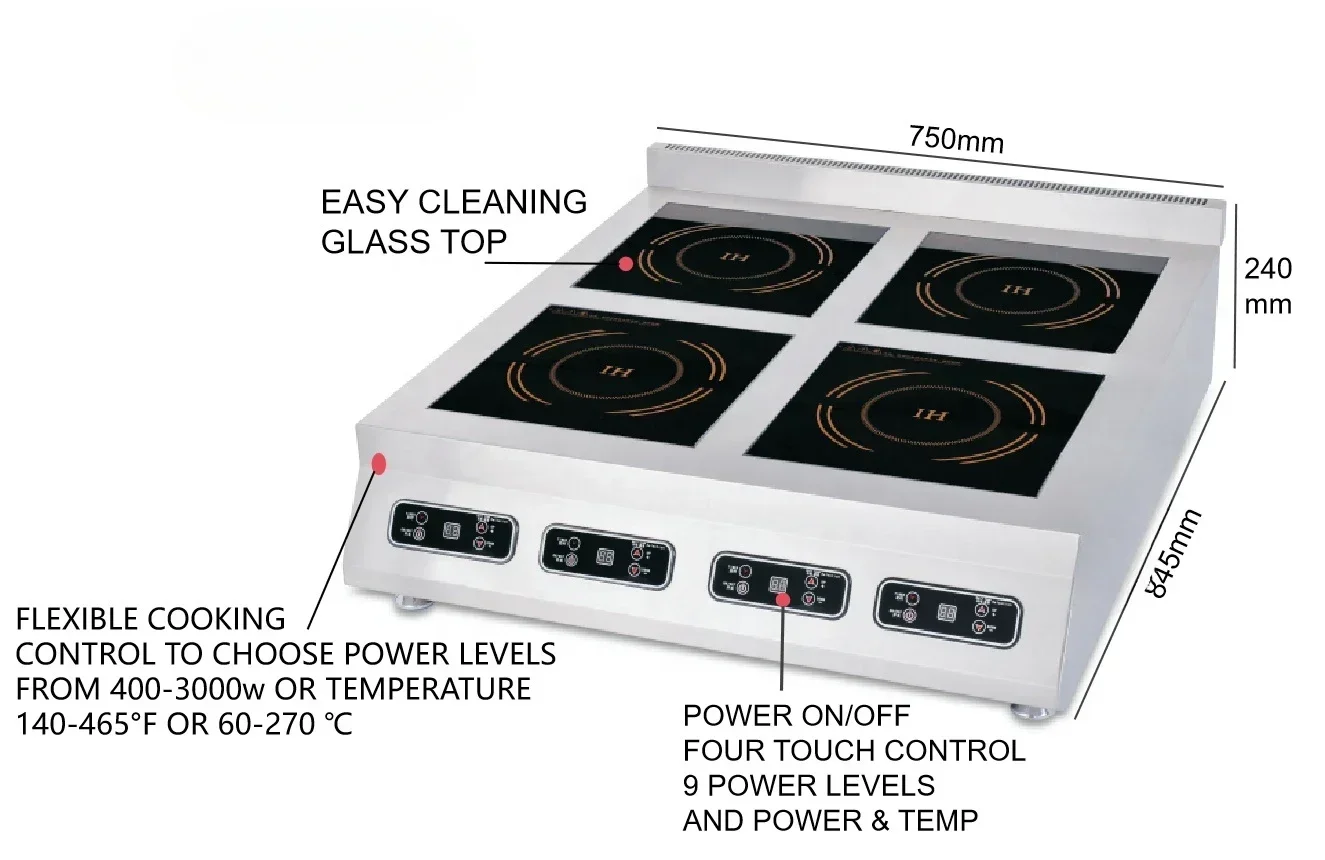 Burner Flat Industrial Commercial Induction Cooker Cooktops  Stove Top Hob Hot Plates Kitchen Electric Cooker