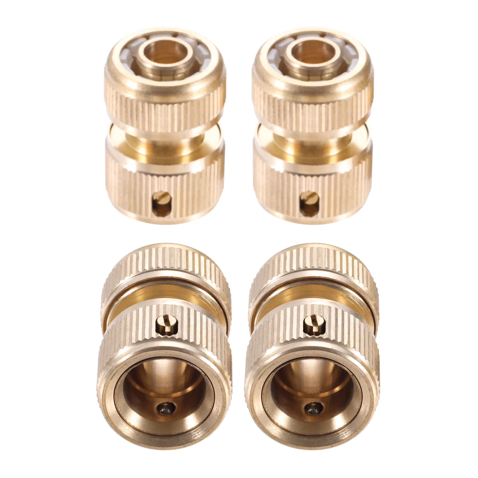 4pcs 1/2Inch Garden Hose Quick Connector Solid Brass Taps Quick Connection Easy Assemble Agriculture Irrigation RVs Car Washing