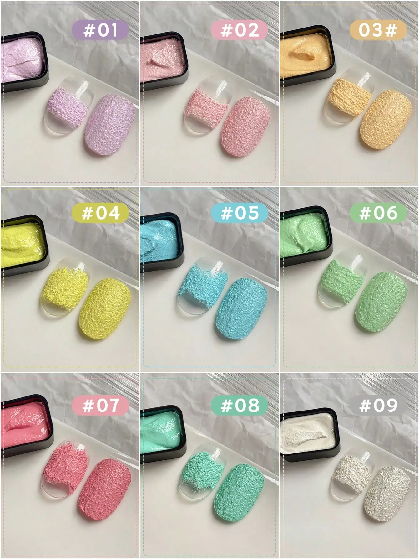 MORDDA 9 szt. Macaron Gipsowe Malowanie Paznokci Lakier do Paznokci Klej do Efektu Pattingu Wysoka Saturowość Popularny Klej Salon Paznokci Do Domowego Użytku DIY