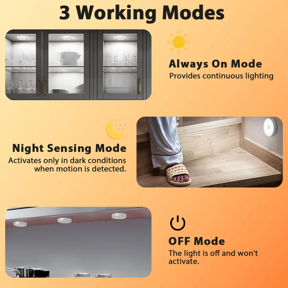 8 LED Under Cabinet Light Smart Human Body Sensor Eye Protect Night Lamp For Bedroom Wardrobe Corridor Toilet Midnight Lighting